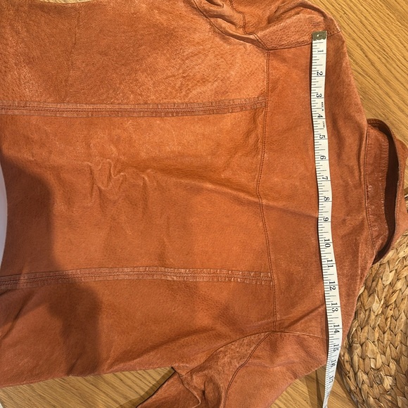 100% Genuine Leather Snap-Button Shirt Jacket (Size Medium, Rust Orange Vintage) - Picture 16 of 16